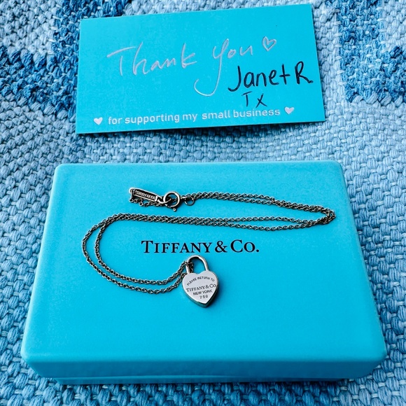 Tiffany RTT 18K Rose Gold Mini Heart Lock Pendant/Charm Necklace, 13.75" - Picture 1 of 4